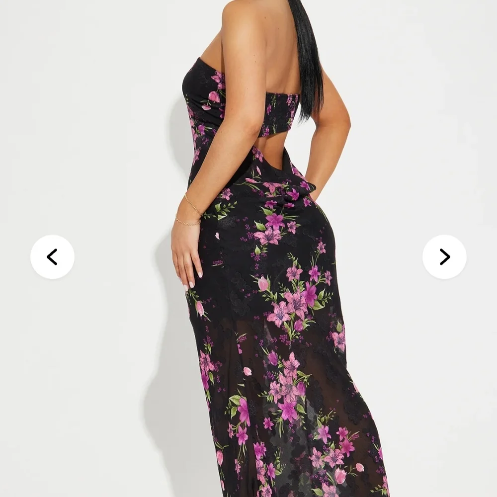 Fashion Nova Black and Pink Floral Maxi Dress - Picture 4 of 5